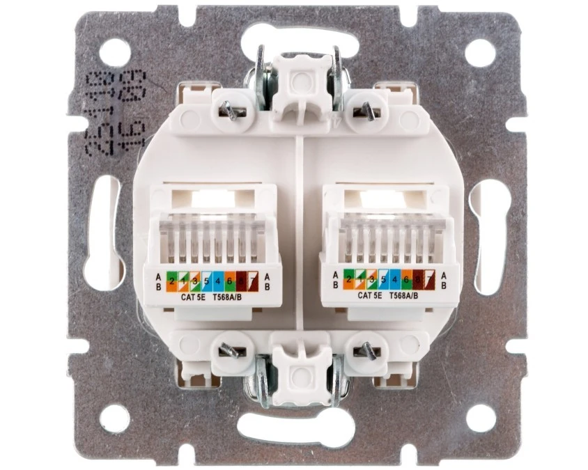 LOGI Gniazdo komputerowe (2xRJ45Cat 5e Jack) niezależne Biały 25110 - obrazek 2