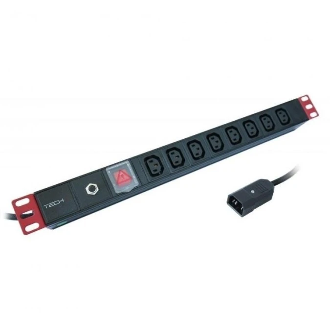 Listwa Zasilająca Rack 1U 8x Gniazdo C13 Kabel C14 do UPS 2m - obrazek 1
