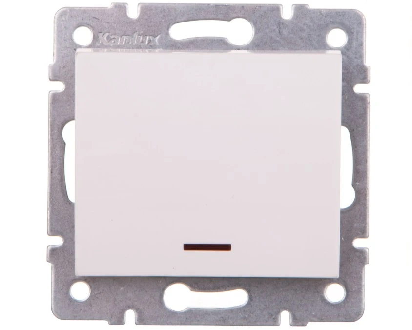 LOGI Łącznik jednobiegunowy z LED śrubowy 10AX 250V biały 021110102 25078 - obrazek 1