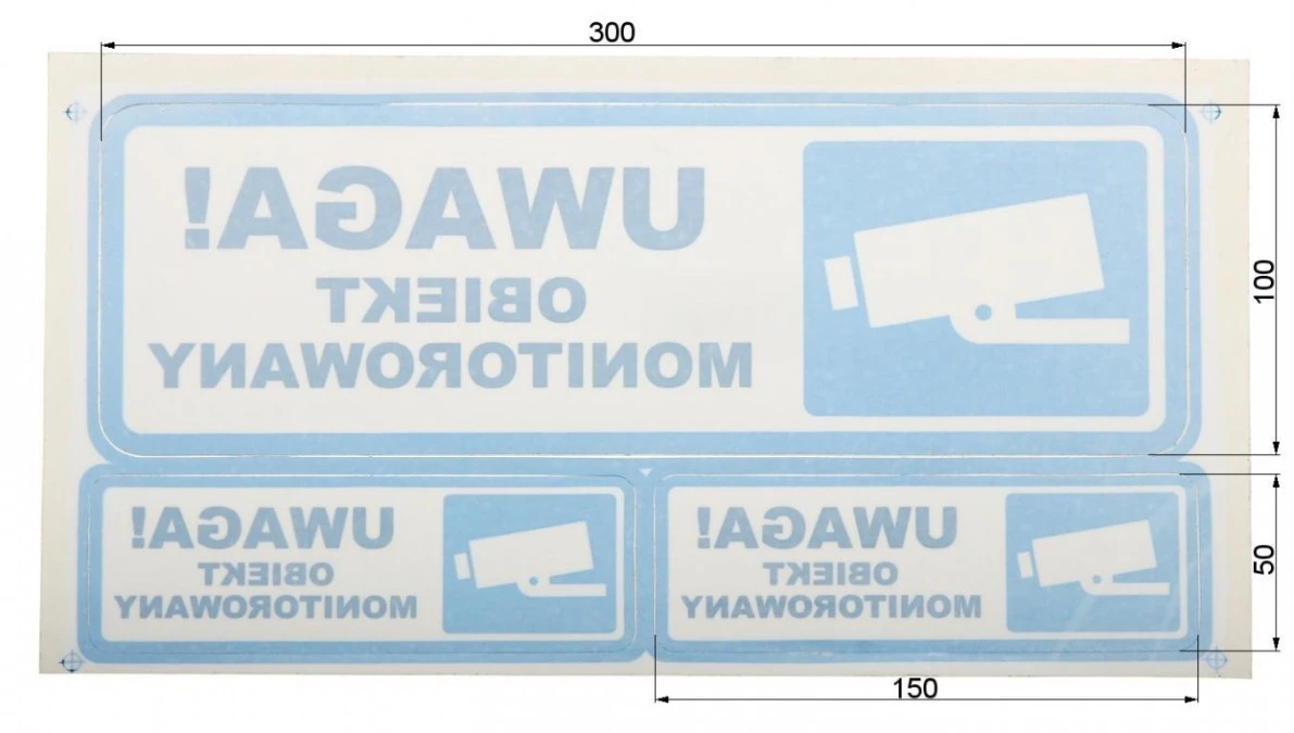 Naklejka ‑ rewers /Uwaga obiekt monitorowany/ N‑KPL‑1/R komplet