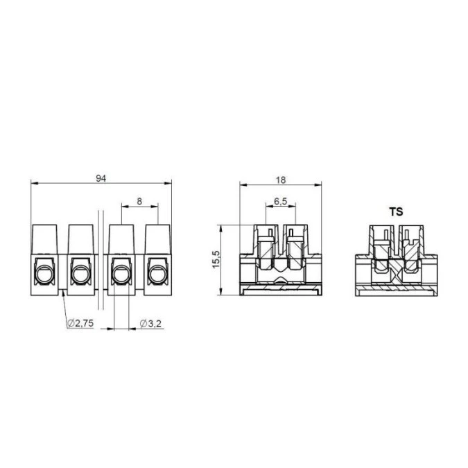 Listwa zaciskowa gwintowa MT 1104 TS ‑ 2,5 mm² ‑ 12‑torowa - obrazek 2