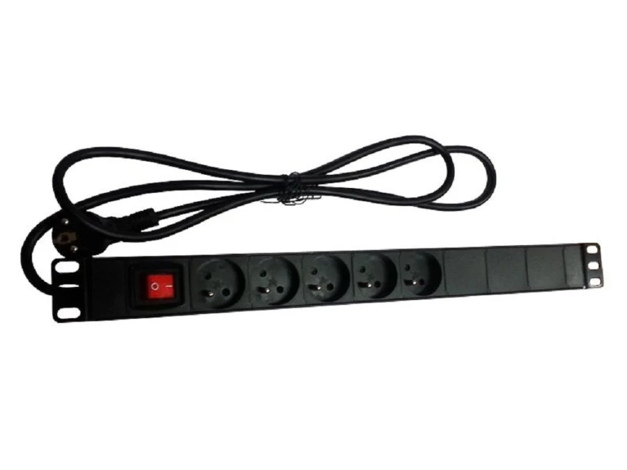 Listwa zasilająca rack 19 cali PDU gniazdo 5 x CEE 7/5 wtyk CEE 7/7 z wyłącznikiem - obrazek 1