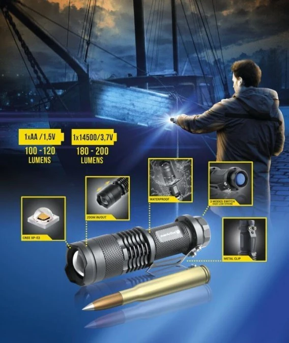 Latarka ręczna diodowa (LED) everActive FL‑180 Bullet z diodą CREE XP‑E2 - obrazek 1