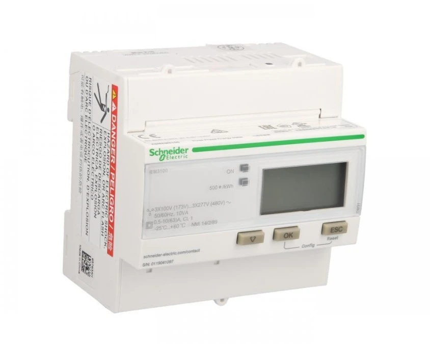 Licznik energii elektrycznej 1/3‑fazowy 63A 100‑277/173‑480V kl.1 cyfrowy modułowy iEM3100 A9MEM3100 - obrazek 3