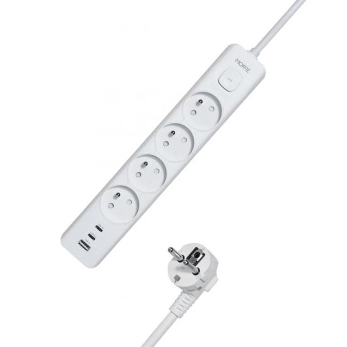 Listwa zasilająca MORRE M406 – 4 gniazda, USB‑A 12W, 2x USB‑C 12W, 1,5 m - obrazek 1