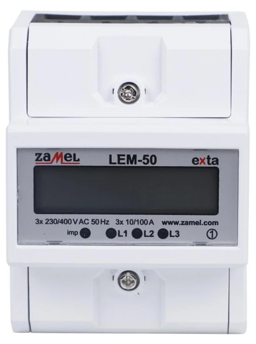 Licznik energii elektrycznej czynnej 3‑fazowy cyfrowy 100A LEM‑50 EXT10000322 - obrazek 1
