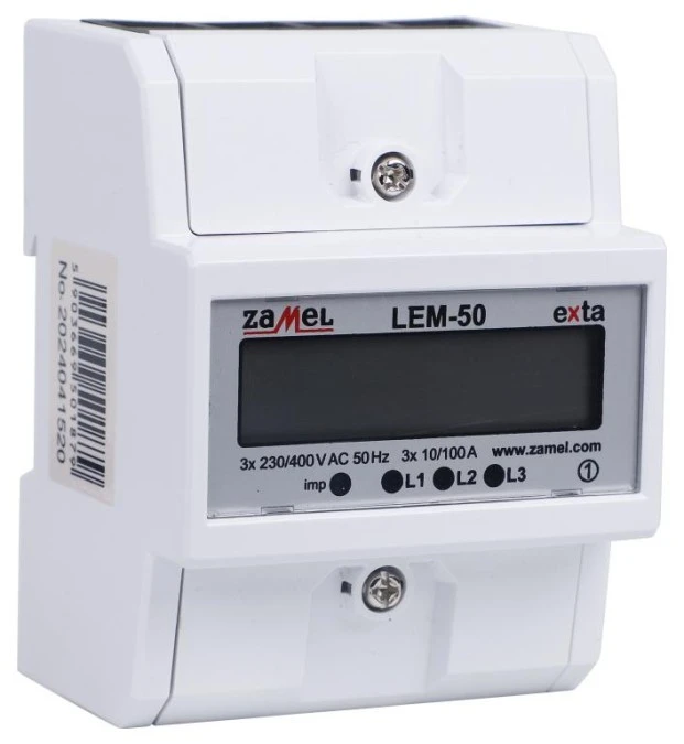 Licznik energii elektrycznej czynnej 3‑fazowy cyfrowy 100A LEM‑50 EXT10000322 - obrazek 3