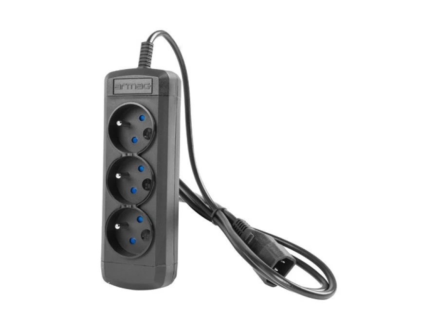 Listwa zasilająca 3‑gniazd z/u ARMAC ARC3 0,6m UPS czarna ARCOLOR3/0.6/CZ/IEC - obrazek 3