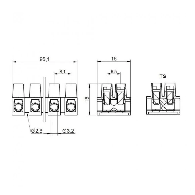 Listwa zaciskowa gwintowa MT 1804 TS ‑ 2,5 mm² ‑ 12‑torowa - obrazek 2
