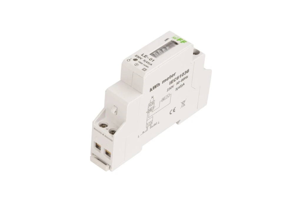 Licznik energii elektrycznej 1‑fazowy 5/45A 230V z wyświetlaczem bębenkowym LE‑01 - obrazek 3