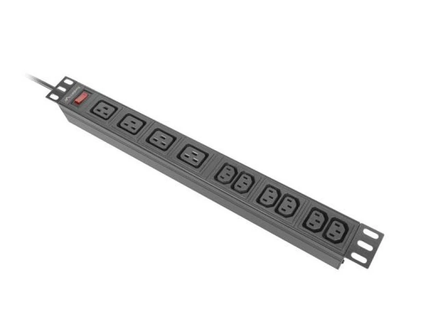 Listwa zasilająca rack pdu 19 lanberg 1u 16a 2m 4x c19 6x iec c13 czarna c20 PDU‑04I1906I‑0200‑C20‑BK - obrazek 2