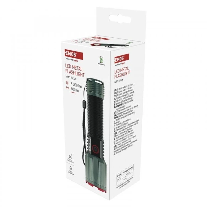 Latarka metalowa LED 3000 lm, 5000 mAh, ładowalna P3122 - obrazek 3
