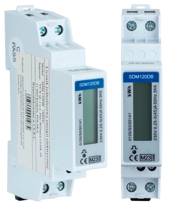 Licznik Prądu Jednofazowy Podlicznik Zużycia Energii 1FAZ 230V SDM120D MID - obrazek 1