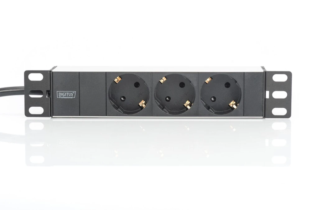 Listwa zasilająca do szaf rack (PDU) 10 cali 3x Schuko DN‑95411 - obrazek 1