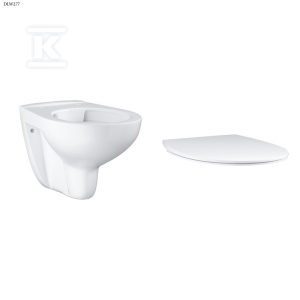 Miska wisząca WC Bau oraz deska sedesowa GROHE Bau Ceramic – wolnoopadająca, z pokrywą, Duroplast DLW277 Miska wisząca WC Bau oraz deska sedesowa GROHE Bau Ceramic – wolnoopadająca, z pokrywą, Duroplast DLW277