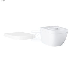 Miska WC wisząca Euro Ceramics – biel alpejska, 540 x 374 mm oraz deska sedesowa Euro Ceramics – wolnoopadająca, z duroplastu, demontowalna, mocowanie od góry DLW280 Miska WC wisząca Euro Ceramics – biel alpejska, 540 x 374 mm oraz deska sedesowa Euro Ceramics – wolnoopadająca, z duroplastu, demontowalna, mocowanie od góry DLW280