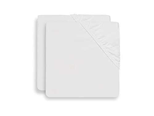 Jollein Jersey Cotton Prześcieradło 2 częściowy zestaw, 120 cm Długość x 60 Szerokość, Biały