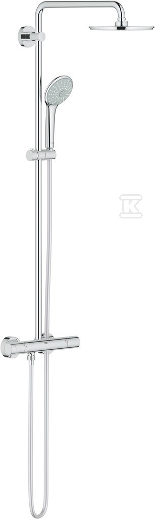System prysznicowy z termostatem Euphoria System 210, chrom montaż ścienny, deszczownica 450mm, wąż 1750mm, SafeStop 27964000 - obrazek 1