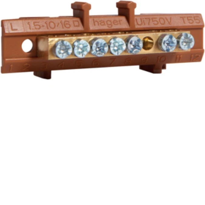 Listwa przyłączeniowa 7 otworów brązowa 3x16mm2 4x10mm2 KM07L - obrazek 1