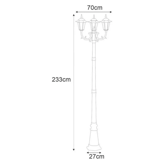 Latarnia ogrodowa STANDARD 233cm czarna, metalowa konstrukcja z szklanymi kloszami K‑7009A2/3 CZARNY Kaja Lighting - obrazek 2