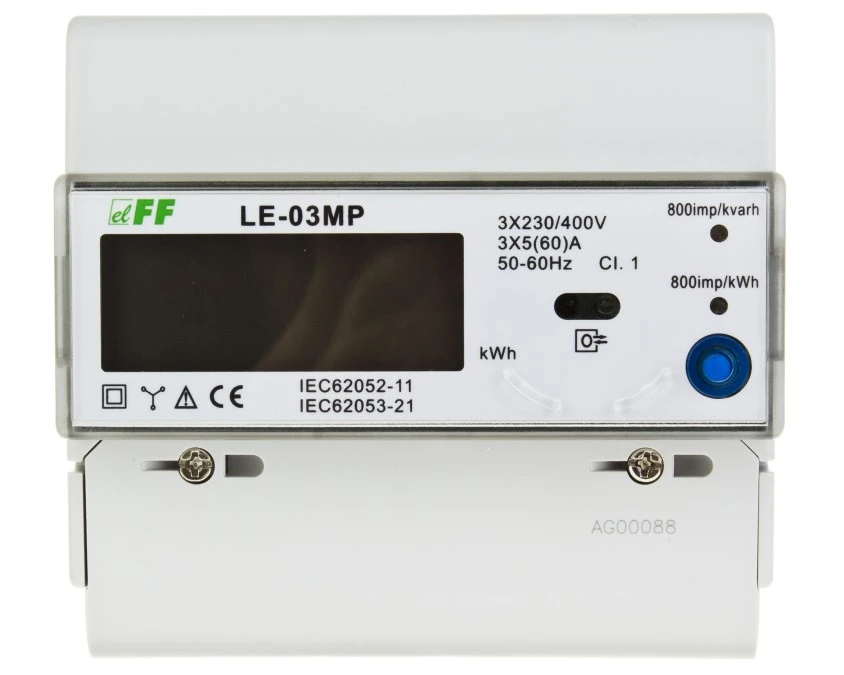 Licznik energii elektrycznej 3‑fazowy 60A 230/400V RS‑485 MODBUS wyświetlacz LCD LE‑03MP - obrazek 1