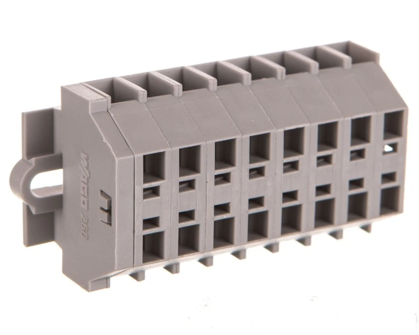 Listwa zaciskowa 2‑przewodowa 1,5mm2 8‑torowa szara mocowanie śrubowe 260‑108 /50szt./