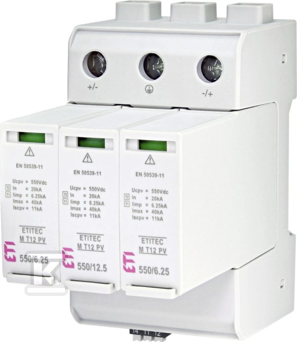 Ogranicznik przepięć T1, T2 (B, C) – do systemów PV ETITEC M T12 PV 1100/12,5 Y RC 002440512