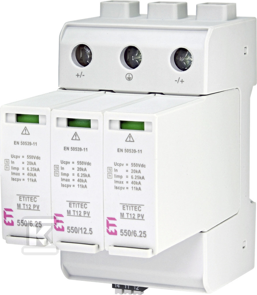Ogranicznik przepięć T1, T2 (B, C) - do systemów PV ETITEC M T12 PV 1100/12,5 Y RC 002440512 - obrazek 1