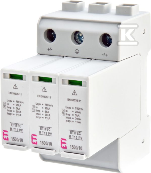Ogranicznik przepięć T1, T2 (B, C) – do systemów PV ETITEC M T12 PV 1500/10 Y 002440513