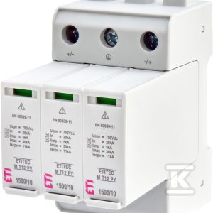 Ogranicznik przepięć T1, T2 (B, C) – do systemów PV ETITEC M T12 PV 1500/10 Y RC 002440514 Ogranicznik przepięć T1, T2 (B, C) – do systemów PV ETITEC M T12 PV 1500/10 Y RC 002440514