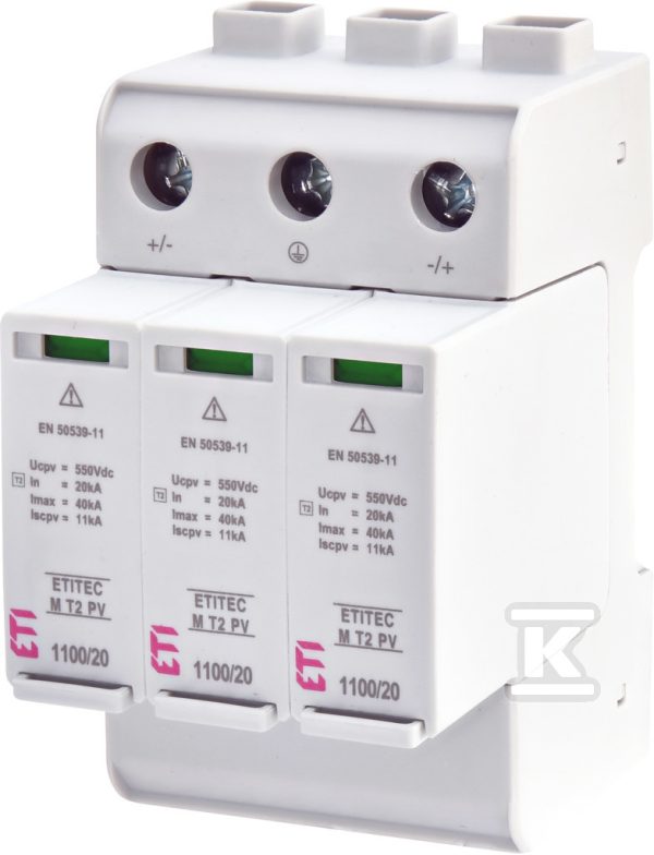 Ogranicznik przepięć T2 (C) do systemów PV ETITEC M T2 PV 1100/20 Y 002440515