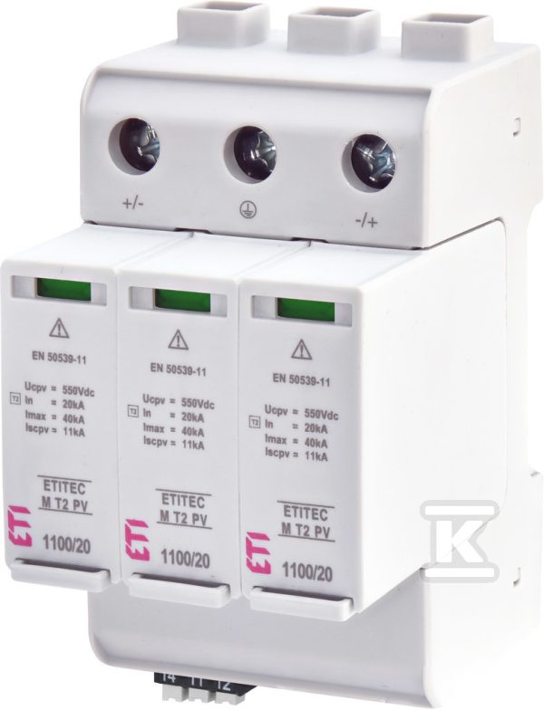 Ogranicznik przepięć T2 (C) – do systemów PV ETITEC M T2 PV 1100/20 Y RC 002440516