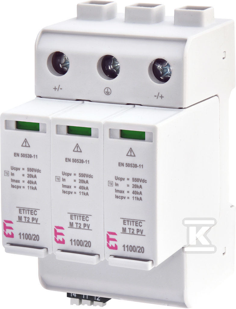 Ogranicznik przepięć T2 (C) - do systemów PV ETITEC M T2 PV 1100/20 Y RC 002440516 - obrazek 1