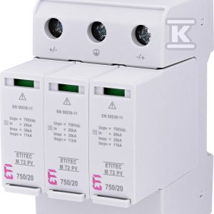 Ogranicznik przepięć T2 (C) – do systemów PV ETITEC M T2 PV 1500/20 Y 002440517 Ogranicznik przepięć T2 (C) – do systemów PV ETITEC M T2 PV 1500/20 Y 002440517