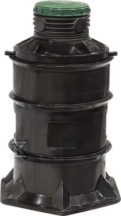 Zbiornik technologiczny / pompowni / studni chłonnej PEHD 740x400G SL-TECH, D740mm, pojemność 500L, H=1680mm, podziemny, cylindryczny, nadbudowa D400 H250 gwintowana (kod W-004G), z pokrywą gwintowaną pełną D400 (kod 106594) W-155