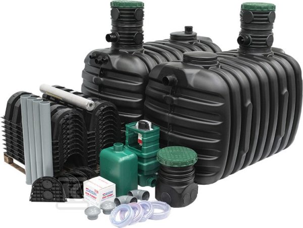 Oczyszczalnia przydomowa biologiczna ACTIBIO6 (RLM: 6 użytkowników), 2 zbiorniki 2700L+2700L, zestaw z komorami ST130 (18x130L), nadbudowy z pokrywą zakręcaną, przepustowość 1.35m3/dobę, zewnętrzna skrzynka sterująca, technologia SBR z osadem czynnym W-201SETK