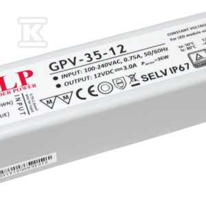 Zasilacz LED GLP 12V, 3A, 35W GPV-35-12 Zasilacz LED GLP 12V, 3A, 35W GPV-35-12