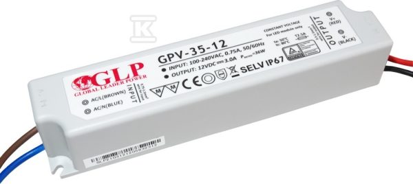 Zasilacz LED GLP 12V, 3A, 35W GPV-35-12