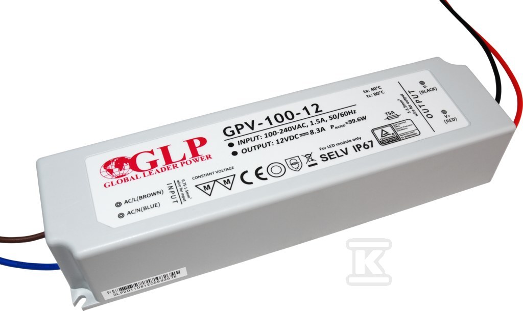 Zasilacz LED GLP 12V, 8A, 100W GPV-100-12 - obrazek 1