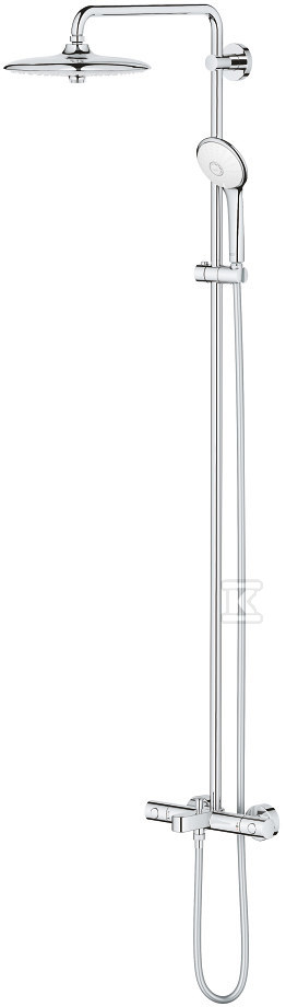 System wannowo-prysznicowy Grohe Euphoria 260 z termostatem do montażu ściennego natynkowego, chrom, deszczownica 3 strumienie z ogranicznikiem przepływu 9,5 l/min., słuchawka 3 strumienie z ogranicznikiem przepływu 9,5 l/min., ramię prysznica 450 mm, blokada bezpieczeństwa 27475002 - obrazek 1