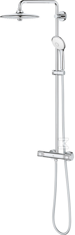 System prysznicowy Grohe Euphoria 260 z termostatem do montażu ściennego natynkowego, chrom, deszczownica 3 strumienie z ogranicznikiem przepływu 9,5 l/min., słuchawka 3 strumienie z ogranicznikiem przepływu 9,5 l/min., ramię prysznica 450 mm, blokada bezpieczeństwa 27615002 - obrazek 1