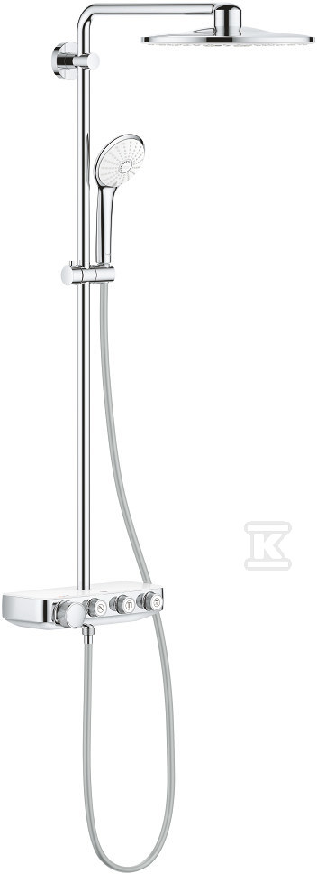 System prysznicowy Grohe Rainshower SmartControl 310 z termostatem do montażu ściennego podtynkowego, chrom / biały, deszczownica 2 strumienie, słuchawka 3 strumienie z ogranicznikiem przepływu, ramię prysznica 450 mm, blokada bezpieczeństwa 26507LS0 - obrazek 1