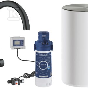 System gotujący wodę Grohe Red Duo kuchenny, aksamitna czerń, bateria i bojler 4 l, dostęp do wody zwykłej i wrzątku, głowica Ceramiczna 28 mm, blokada bezpieczeństwa, kąt obrotu wylewki typu C 150° filtr w zestawie 30083KS1 System gotujący wodę Grohe Red Duo kuchenny, aksamitna czerń, bateria i bojler 4 l, dostęp do wody zwykłej i wrzątku, głowica Ceramiczna 28 mm, blokada bezpieczeństwa, kąt obrotu wylewki typu C 150° filtr w zestawie 30083KS1