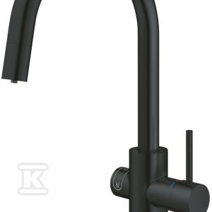 Zestaw startowy Grohe Blue Home bateria, chłodziarka, butla z CO2 i filtr 600 l, dostęp do wody zwykłej i filtrowanej (niegazowana, średnio gazowana, gazowana), kąt obrotu wylewki typu C 360° wyciągana końcówka wylewki, głowica Ceramiczna 28mm aksamitna czerń 31541KS0 Zestaw startowy Grohe Blue Home bateria, chłodziarka, butla z CO2 i filtr 600 l, dostęp do wody zwykłej i filtrowanej (niegazowana, średnio gazowana, gazowana), kąt obrotu wylewki typu C 360° wyciągana końcówka wylewki, głowica Ceramiczna 28mm aksamitna czerń 31541KS0
