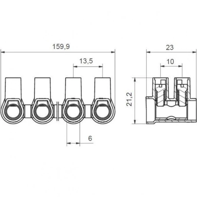 Listwa zaciskowa gwintowa MT 116 N ‑ 16 mm² ‑ 12‑torowa - obrazek 2