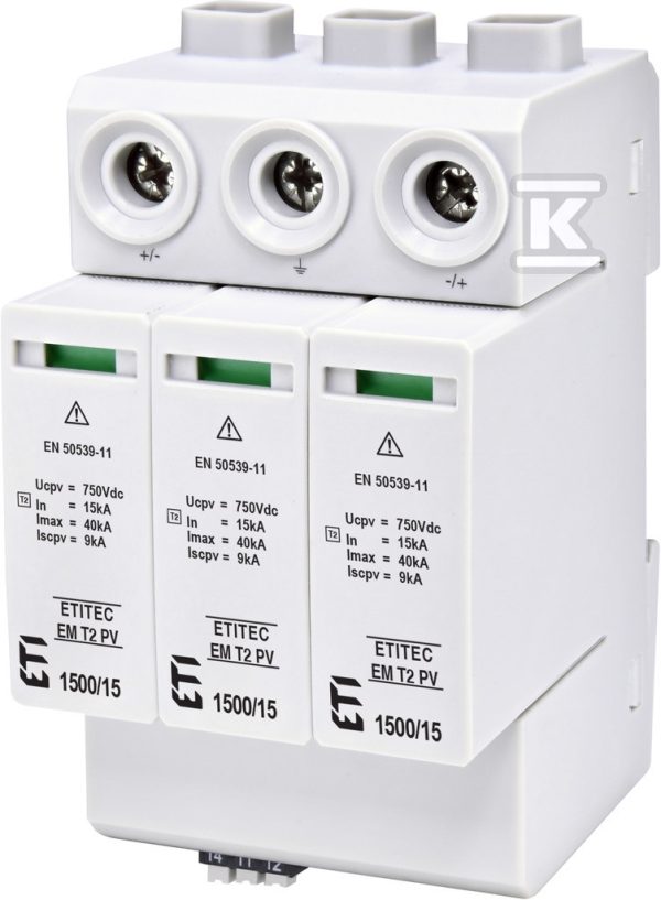 Modułowy ogranicznik przepięć ETITEC EM T2 PV 1500/15 Y RC 002440626