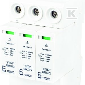Modułowy ogranicznik przepięć ETITEC ESM T2 PV 1200/20 Y 002440680 Modułowy ogranicznik przepięć ETITEC ESM T2 PV 1200/20 Y 002440680
