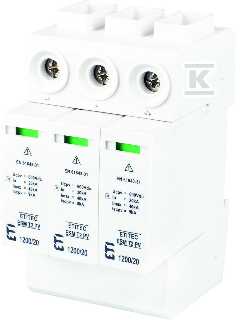 Modułowy ogranicznik przepięć ETITEC ESM T2 PV 1200/20 Y 002440680 - obrazek 1