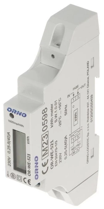 LICZNIK ENERGII ELEKTRYCZNEJ OR‑WE‑521 JEDNOFAZOWY ORNO - obrazek 2