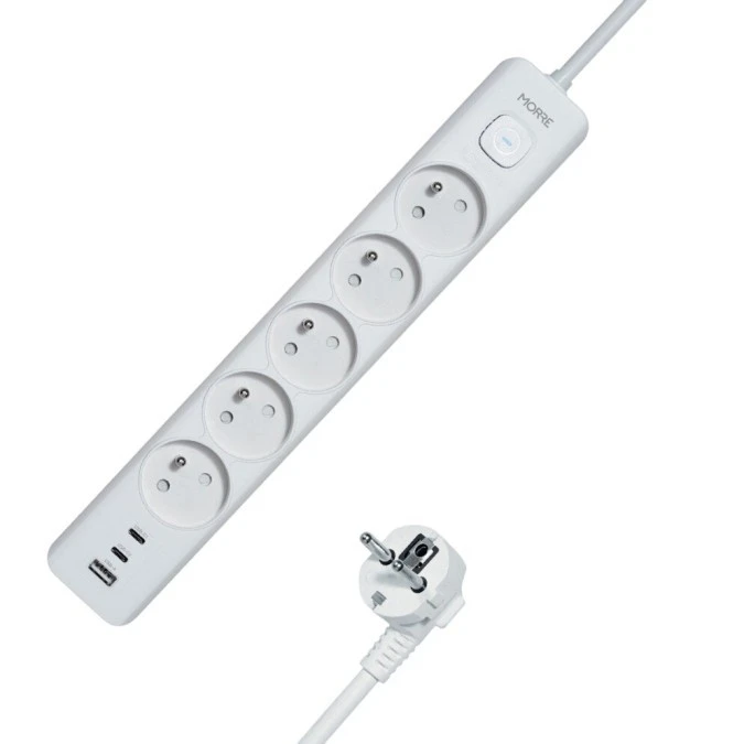 Listwa zasilająca MORRE M407 ‑ 5 gniazd, USB‑A 12W, 2xUSB‑C 12W 1,5m - obrazek 1